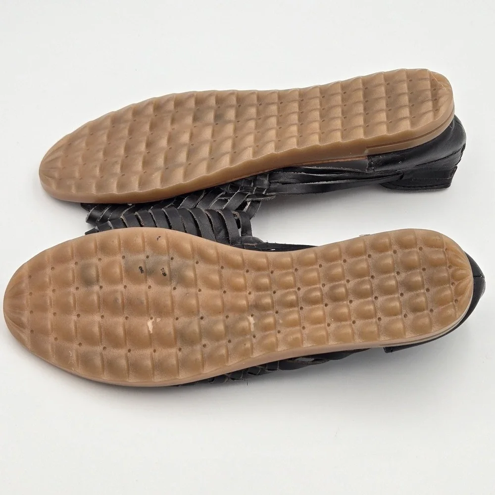 Artesanias Raguer Womens Mexican woven Leather Sandal Size 9.5 (26) Shoes  Black